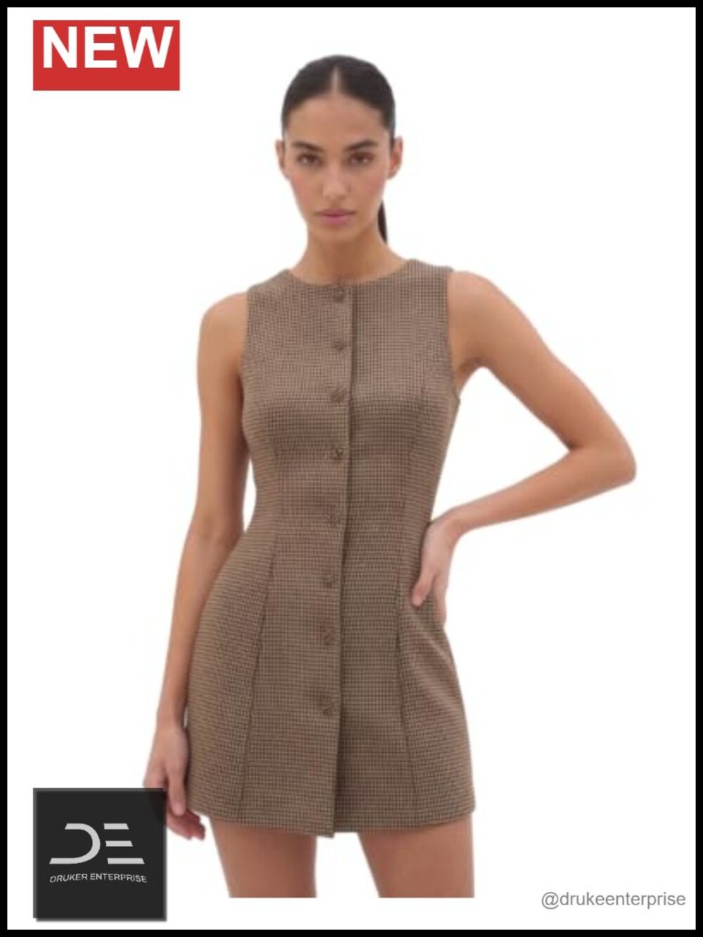 Plaid Button Front A-Line Mini Dress Tie Back